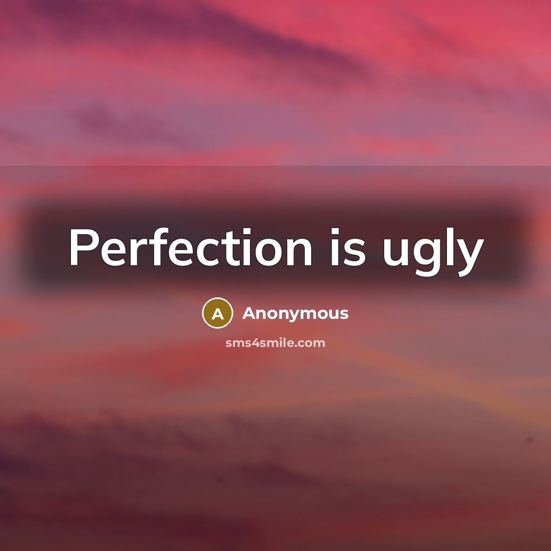 “Perfection is ugly…” quote by Anonymous