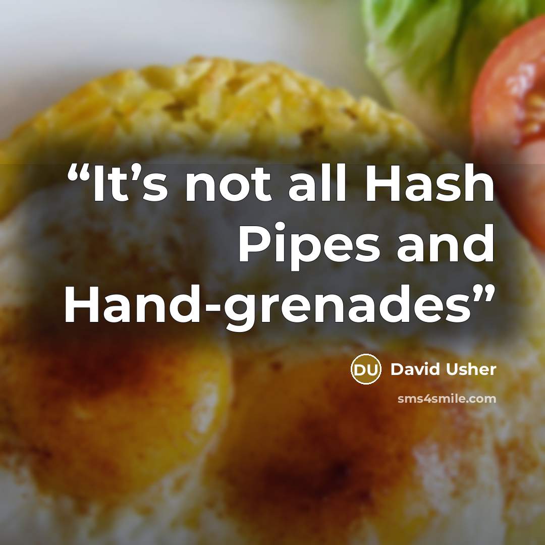 “It’s not all Hash Pipes and Hand-grenades” quote by David Usher