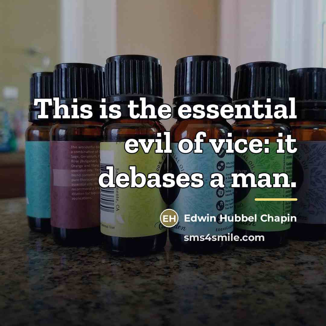 “This is the essential evil of vice: it debases a…” quote by Edwin Hubbel Chapin