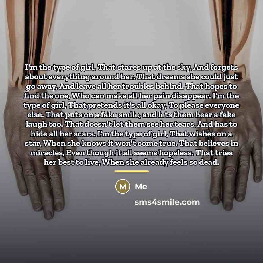 “I'm the type of girl, That stares up at the…” quote by Me