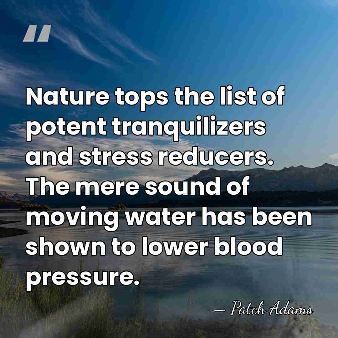 Nature tops the list of potent tranquilizers and stress reducers. The mere&hellip; - Patch Adams
