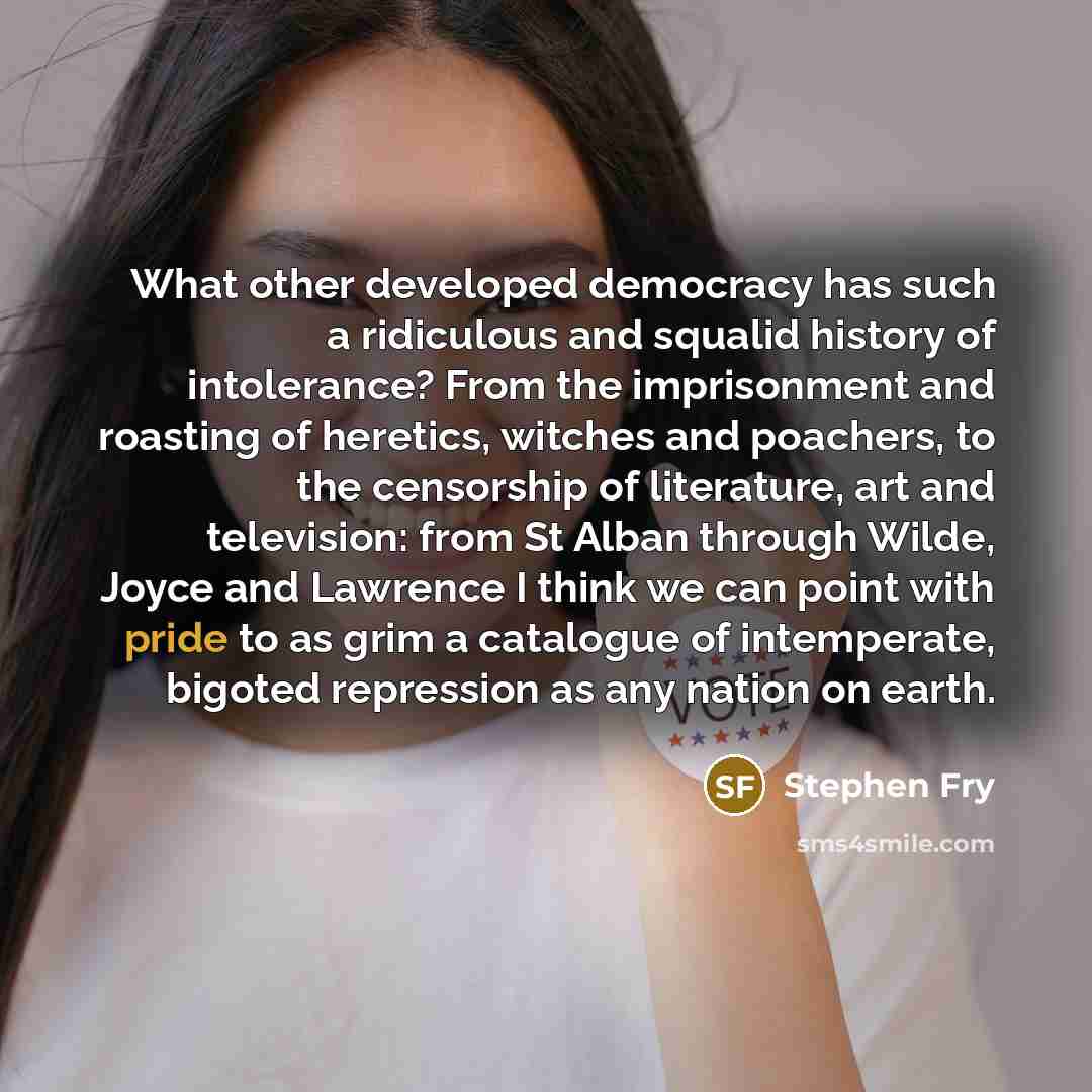 “What other developed democracy has such a ridiculous and squalid…” quote by Stephen Fry