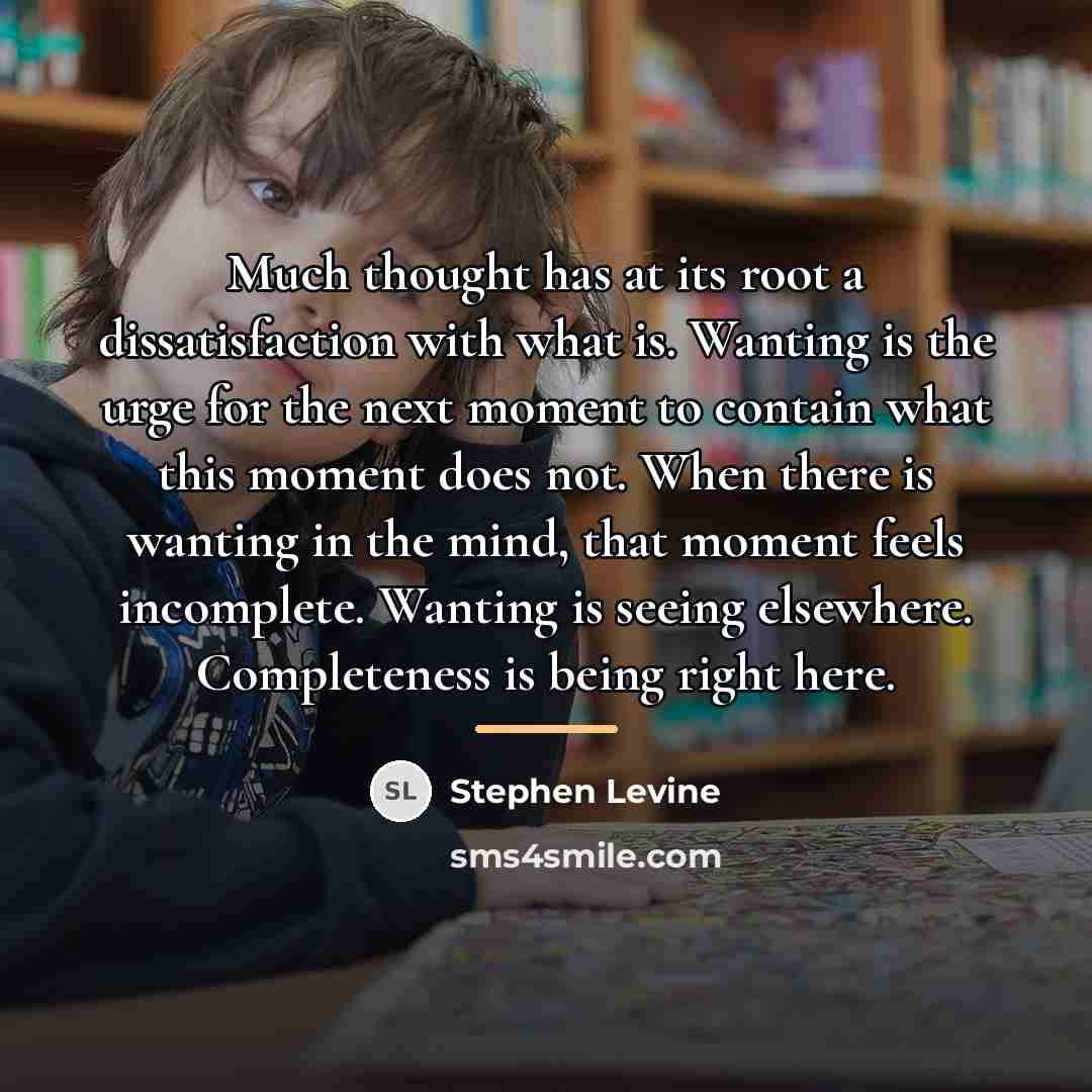“Much thought has at its root a dissatisfaction with what…” quote by Stephen Levine