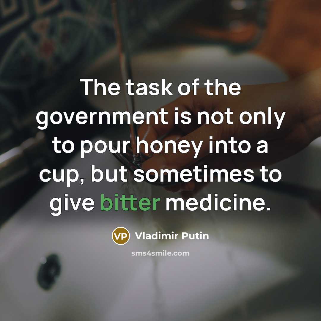 “The task of the government is not only to pour…” quote by Vladimir Putin