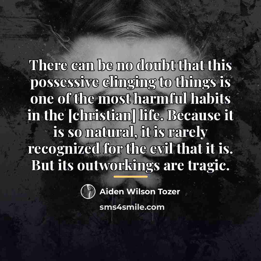 “There can be no doubt that this possessive clinging to…” quote by Aiden Wilson Tozer