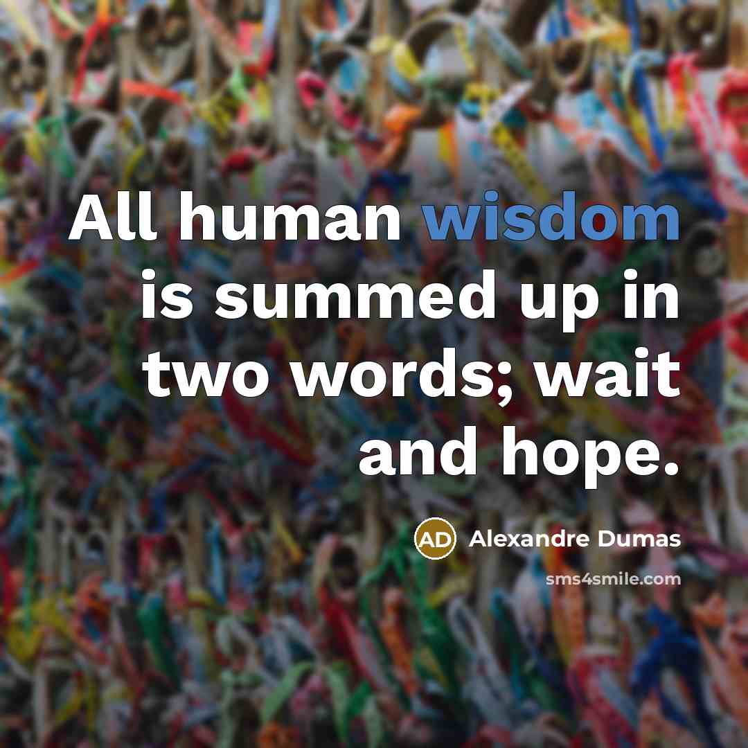 “All human wisdom is summed up in two words; wait…” quote by Alexandre Dumas