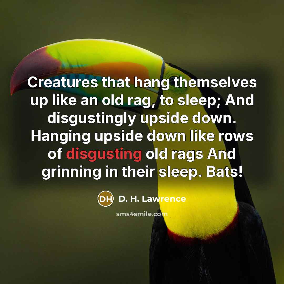 “Creatures that hang themselves up like an old rag, to…” quote by D. H. Lawrence