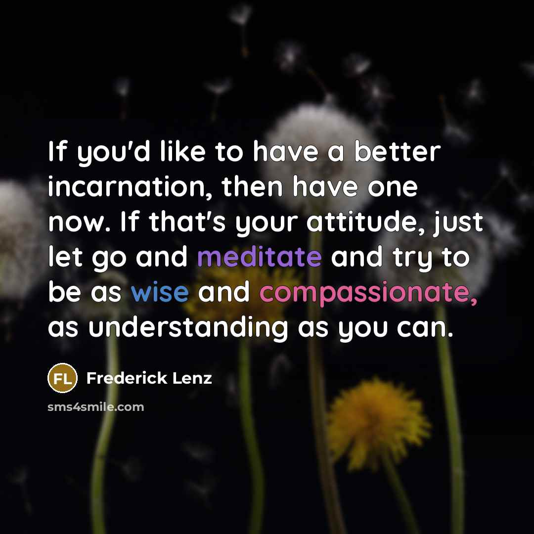 “If you'd like to have a better incarnation, then have…” quote by Frederick Lenz