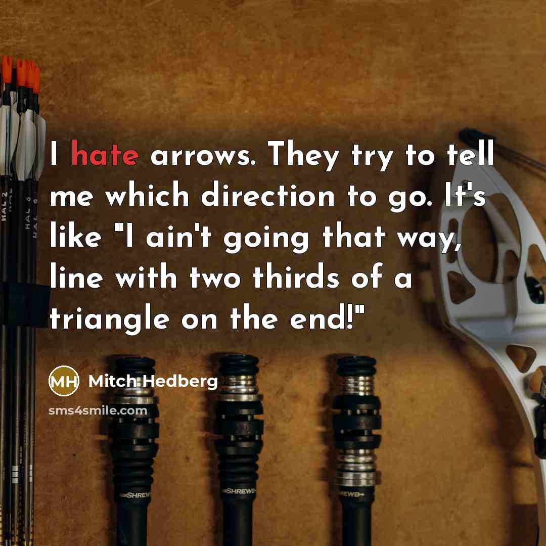 “I hate arrows. They try to tell me which direction…” quote by Mitch Hedberg
