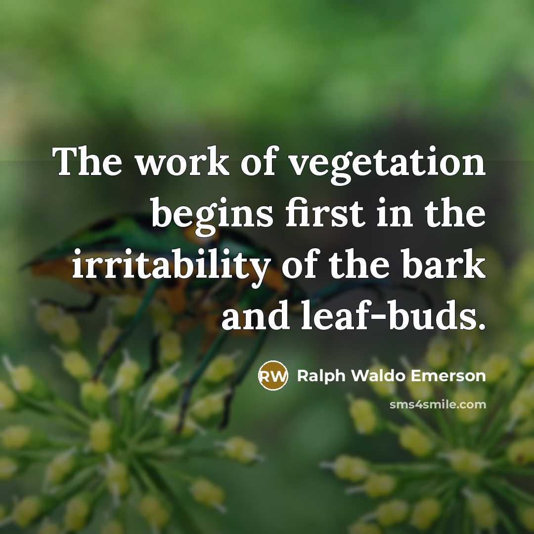 “The work of vegetation begins first in the irritability of…” quote by Ralph Waldo Emerson