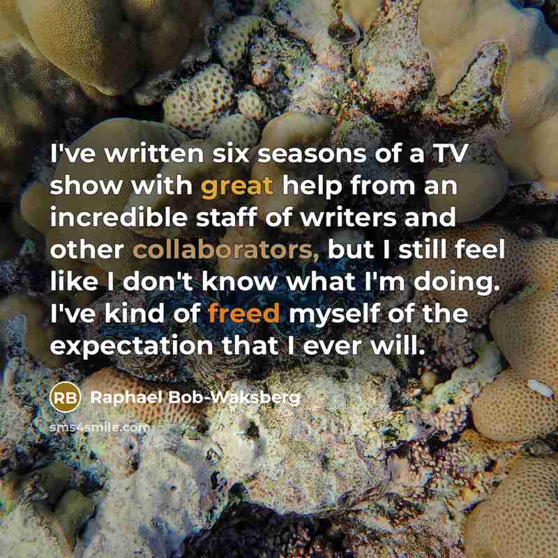 “I've written six seasons of a TV show with great help from an incredible staff of writers and other collaborators, but I still feel like I don't know what I'm doing. I've kind of freed myself of the expectation that I ever will.” quote by Raphael Bob-Waksberg