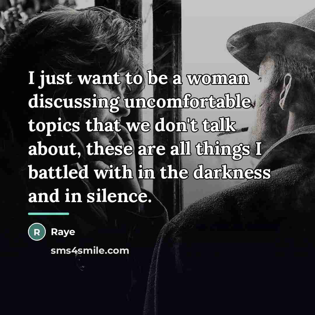 “I just want to be a woman discussing uncomfortable topics…” quote by Raye