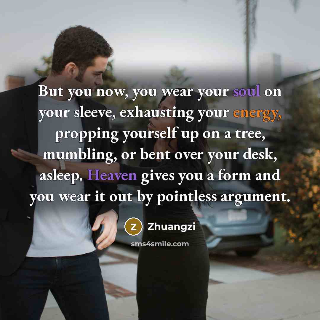 “But you now, you wear your soul on your sleeve,…” quote by Zhuangzi