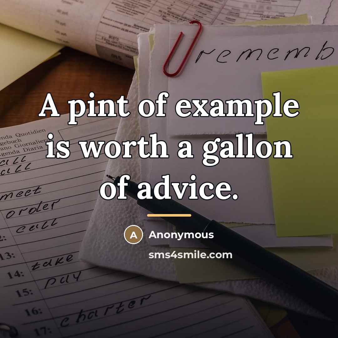 “A pint of example is worth a gallon of advice.…” quote by Anonymous