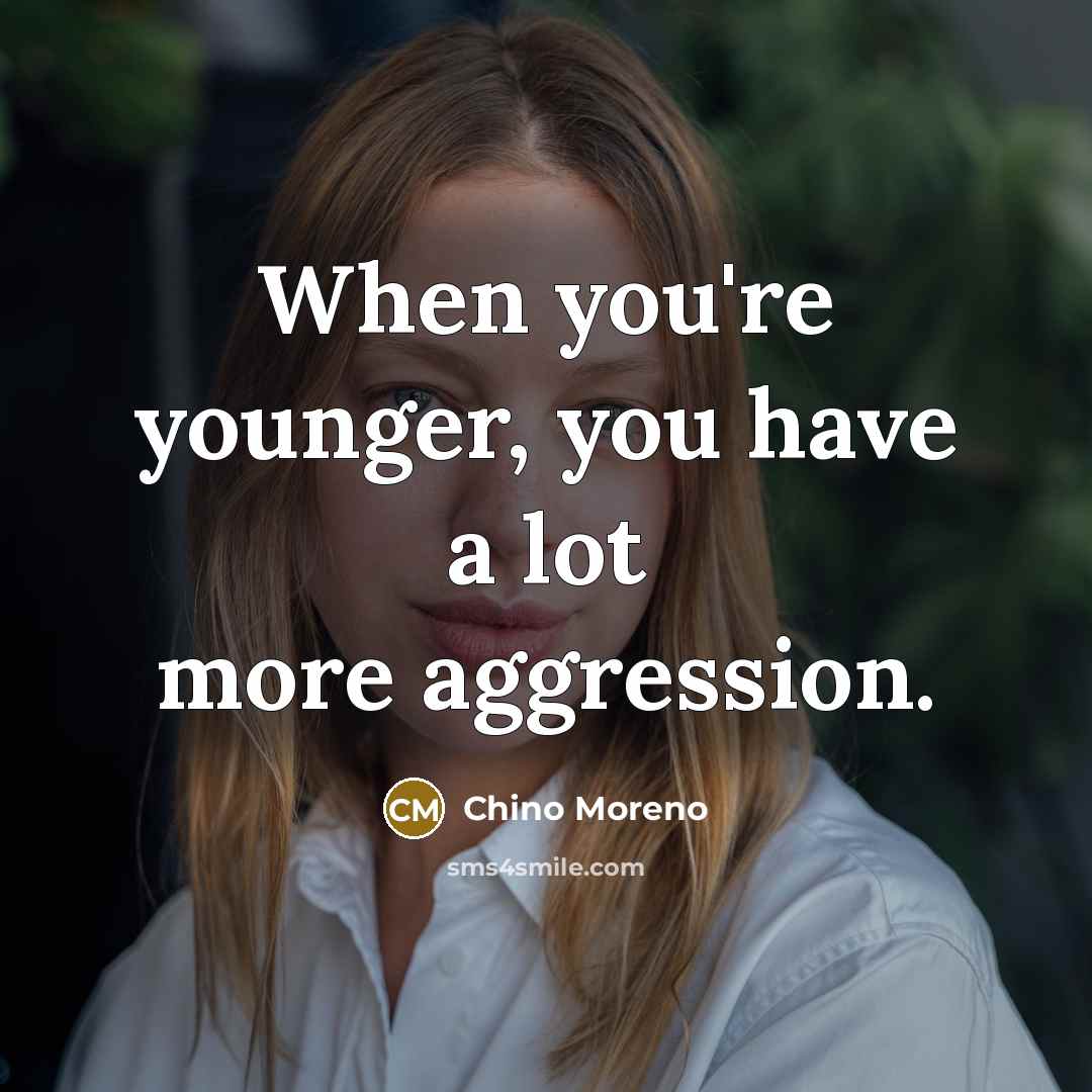 “When you're younger, you have a lot more aggression.…” quote by Chino Moreno
