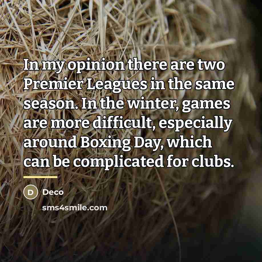 “In my opinion there are two Premier Leagues in the…” quote by Deco