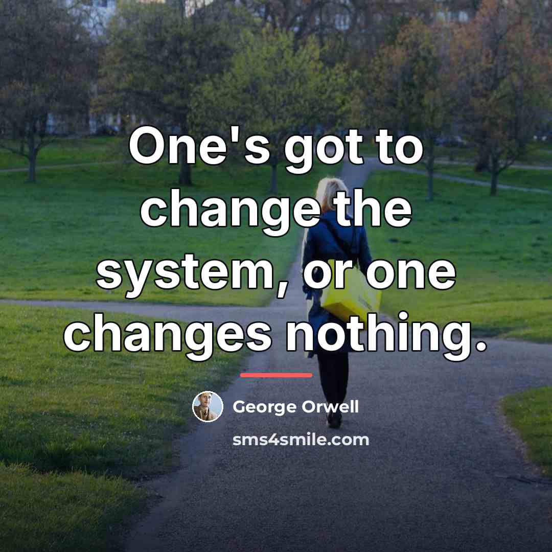 “One's got to change the system, or one changes nothing.…” quote by George Orwell