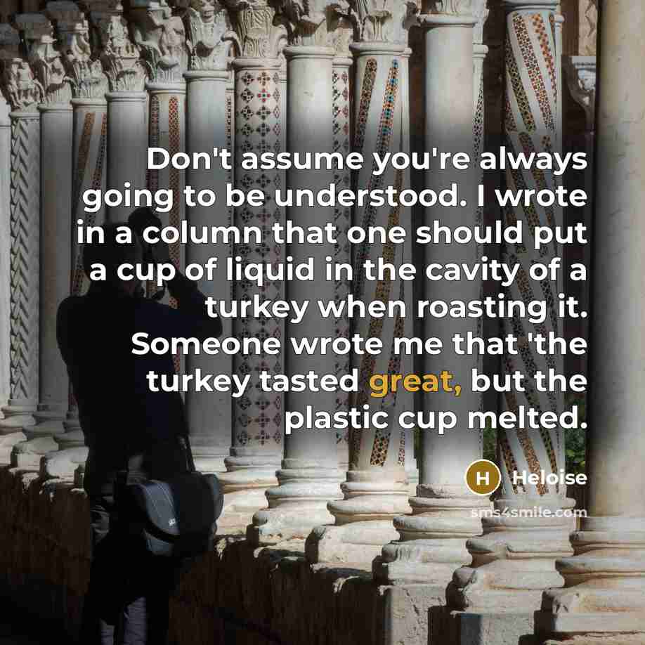 “Don't assume you're always going to be understood. I wrote…” quote by Heloise
