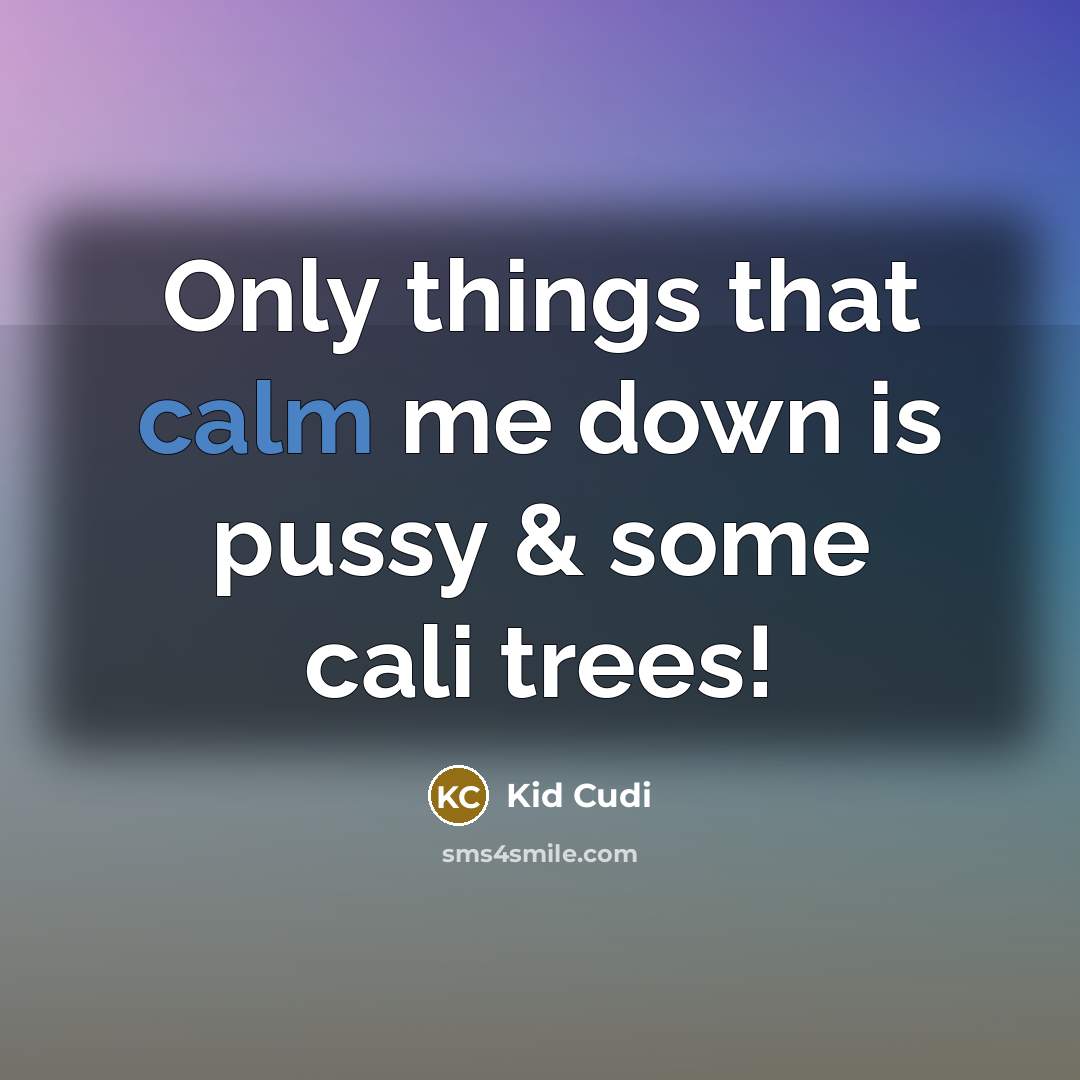 “Only things that calm me down is pussy & some cali trees!” quote by Kid Cudi