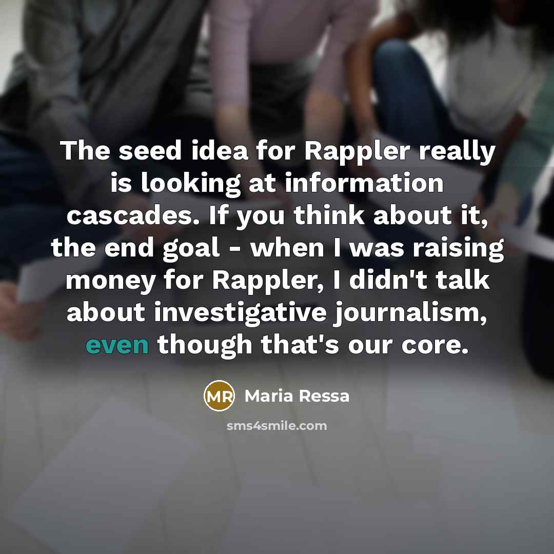 “The seed idea for Rappler really is looking at information…” quote by Maria Ressa