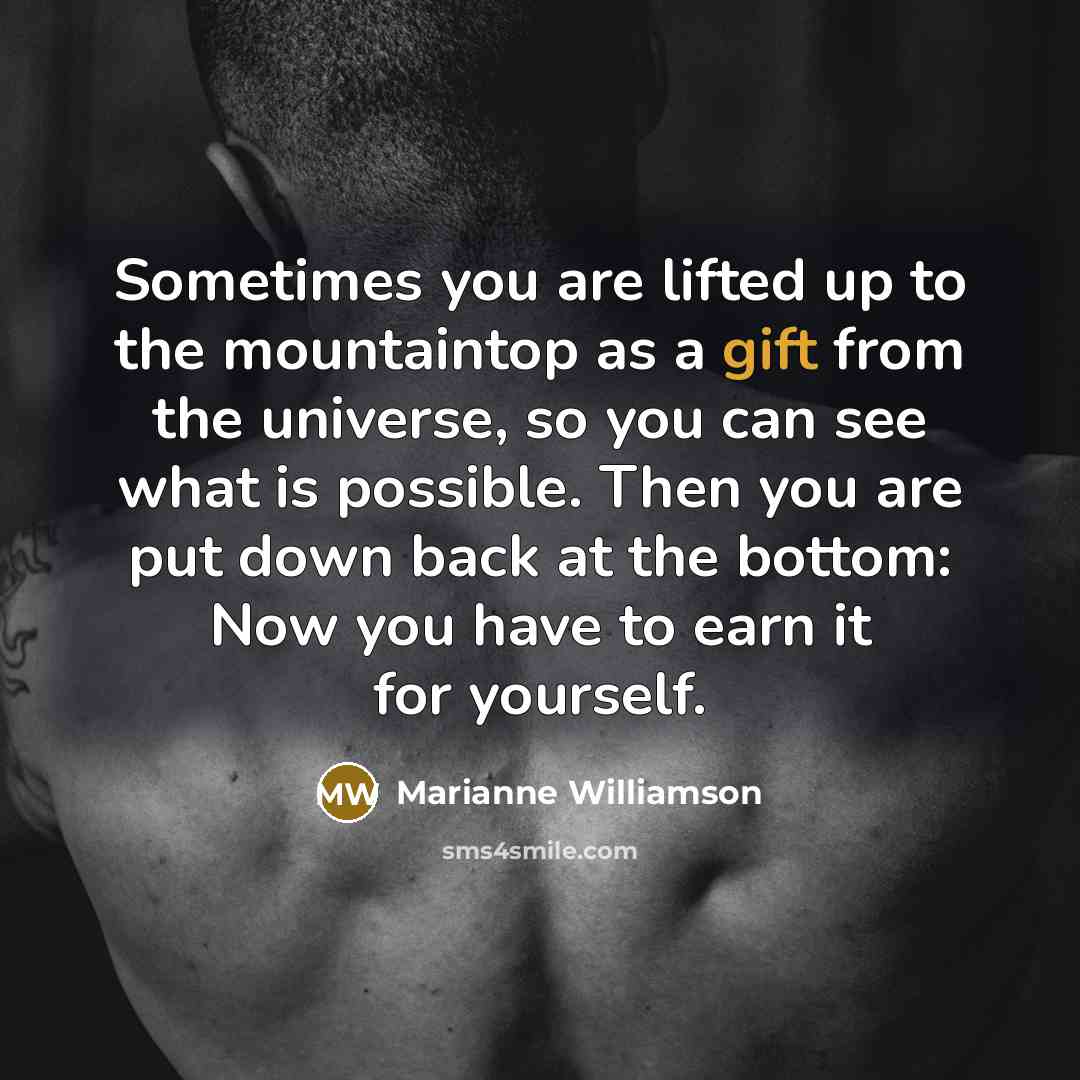 “Sometimes you are lifted up to the mountaintop as a…” quote by Marianne Williamson