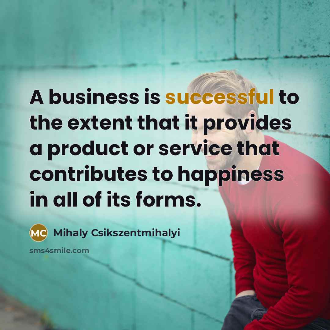 “A business is successful to the extent that it provides…” quote by Mihaly Csikszentmihalyi