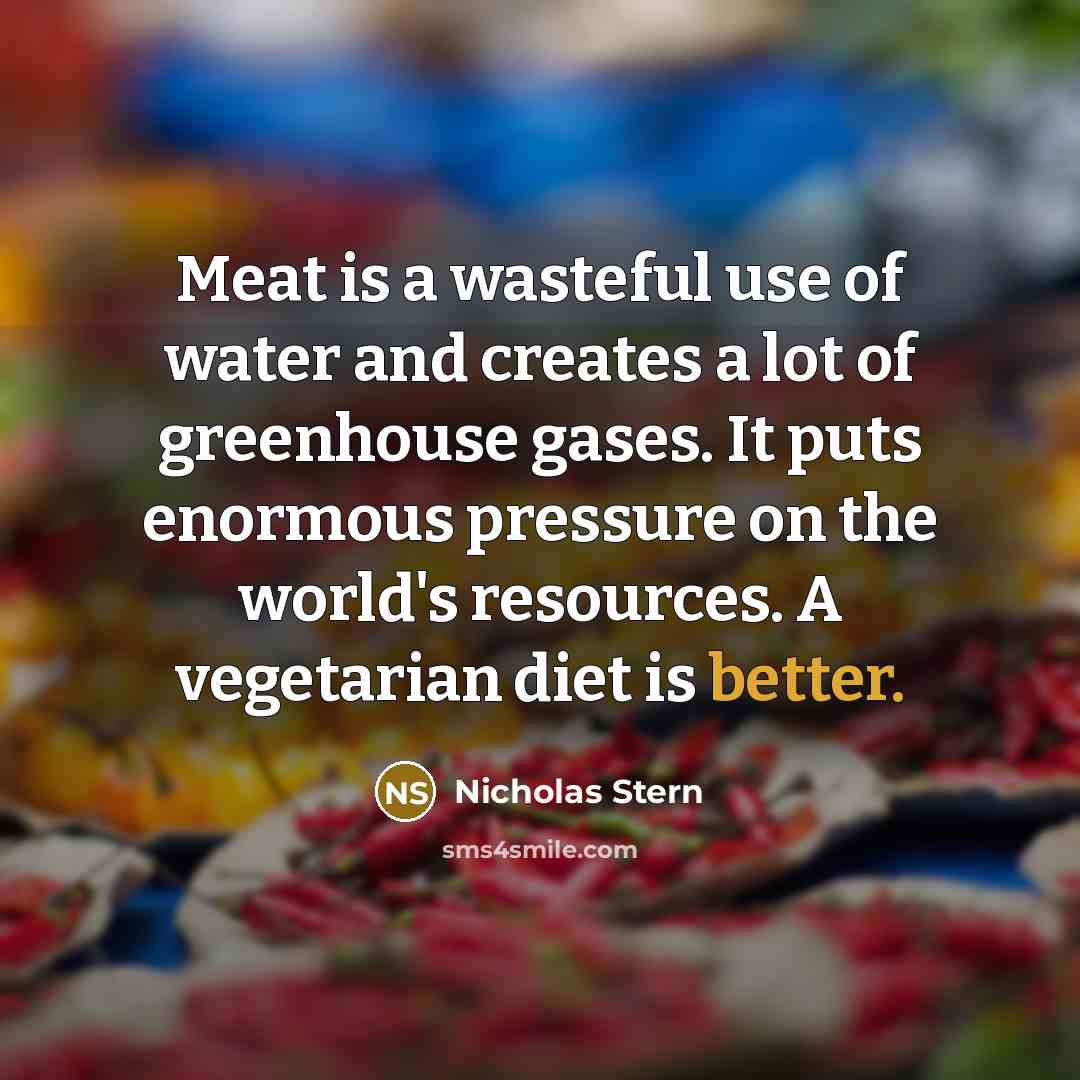 “Meat is a wasteful use of water and creates a…” quote by Nicholas Stern