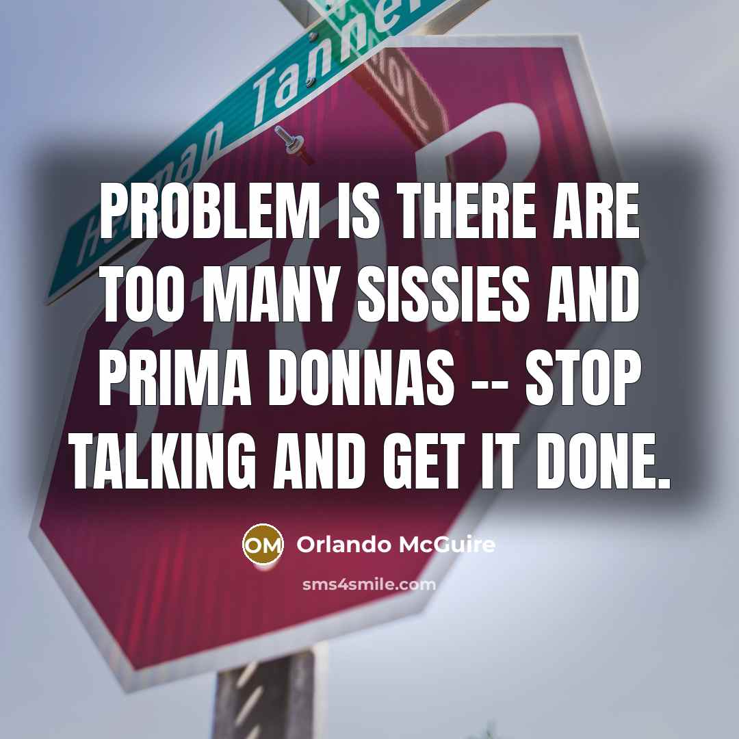 “Problem is there are too many sissies and prima donnas…” quote by Orlando McGuire