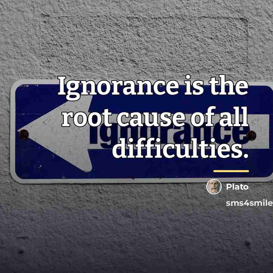 “Ignorance is the root cause of all difficulties.…” quote by Plato