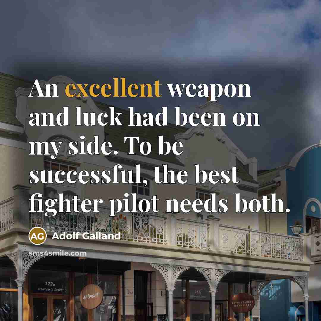 “An excellent weapon and luck had been on my side.…” quote by Adolf Galland