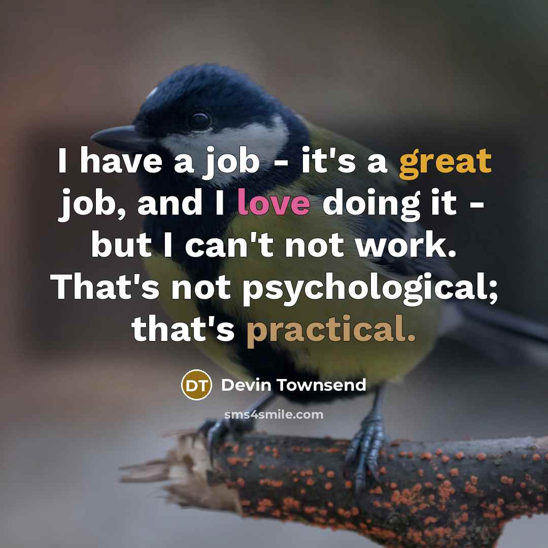 “I have a job - it's a great job, and…” quote by Devin Townsend