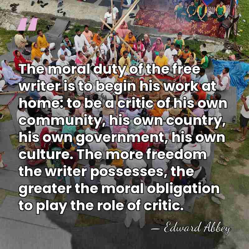 The moral duty of the free writer is to begin his work&hellip; - Edward Abbey