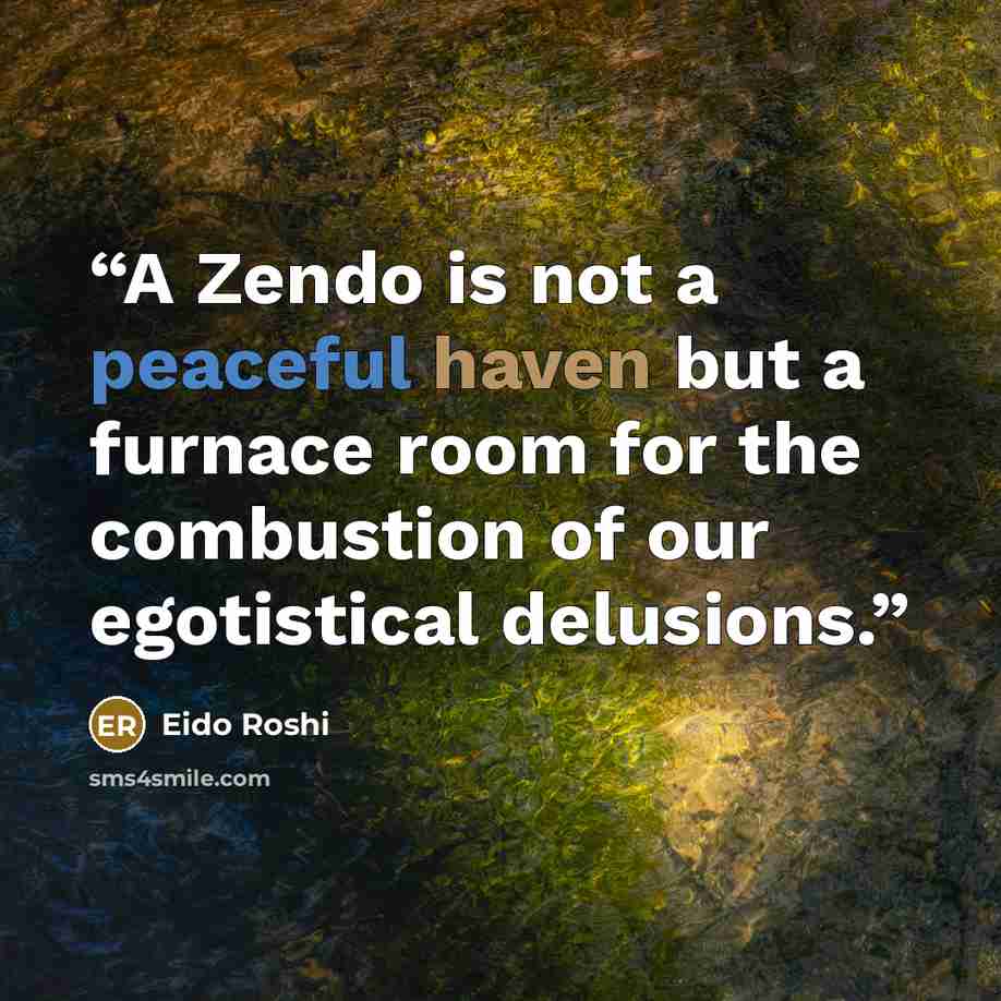 “A Zendo is not a peaceful haven but a furnace room for the combustion of our egotistical delusions.” quote by Eido Roshi