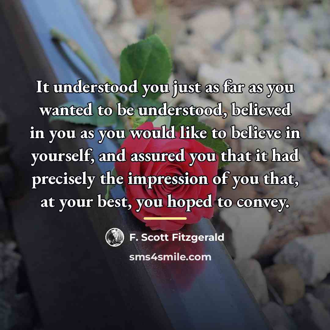 “It understood you just as far as you wanted to…” quote by F. Scott Fitzgerald