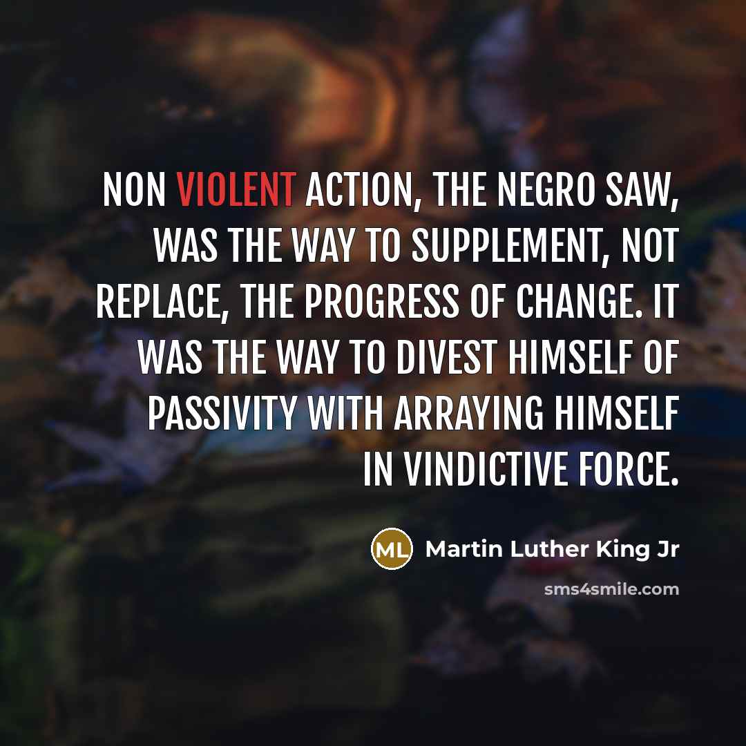 “Non violent action, the Negro saw, was the way to…” quote by Martin Luther King Jr
