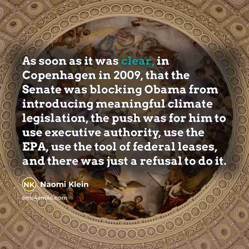 “As soon as it was clear, in Copenhagen in 2009,…” quote by Naomi Klein