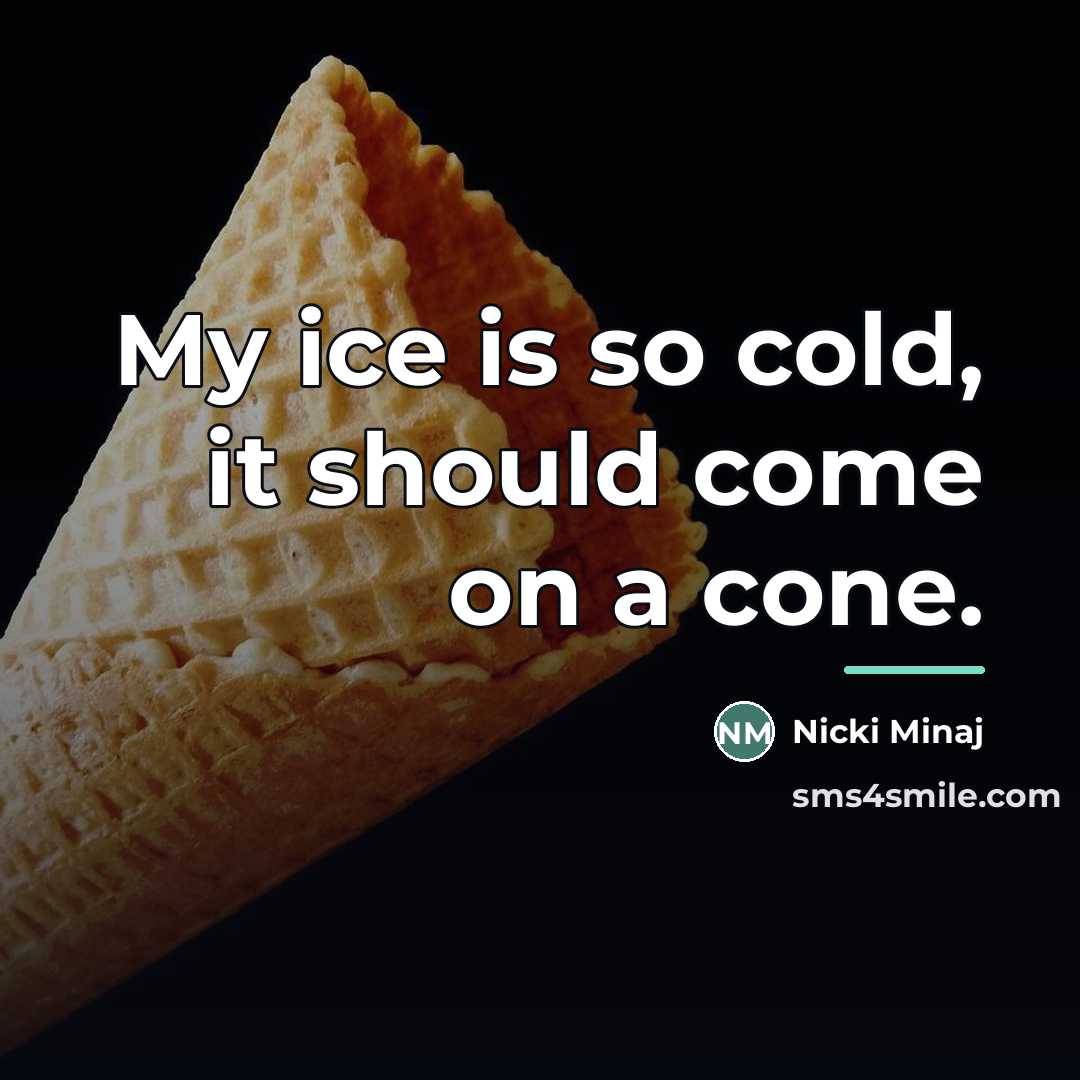“My ice is so cold, it should come on a…” quote by Nicki Minaj