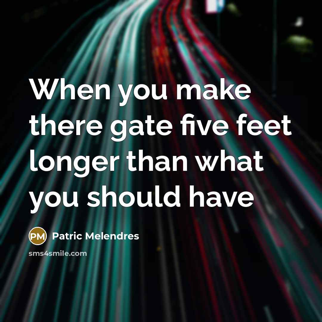 “When you make there gate five feet longer than what you should have” quote by Patric Melendres