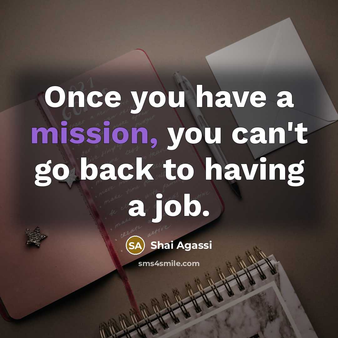 “Once you have a mission, you can't go back to…” quote by Shai Agassi