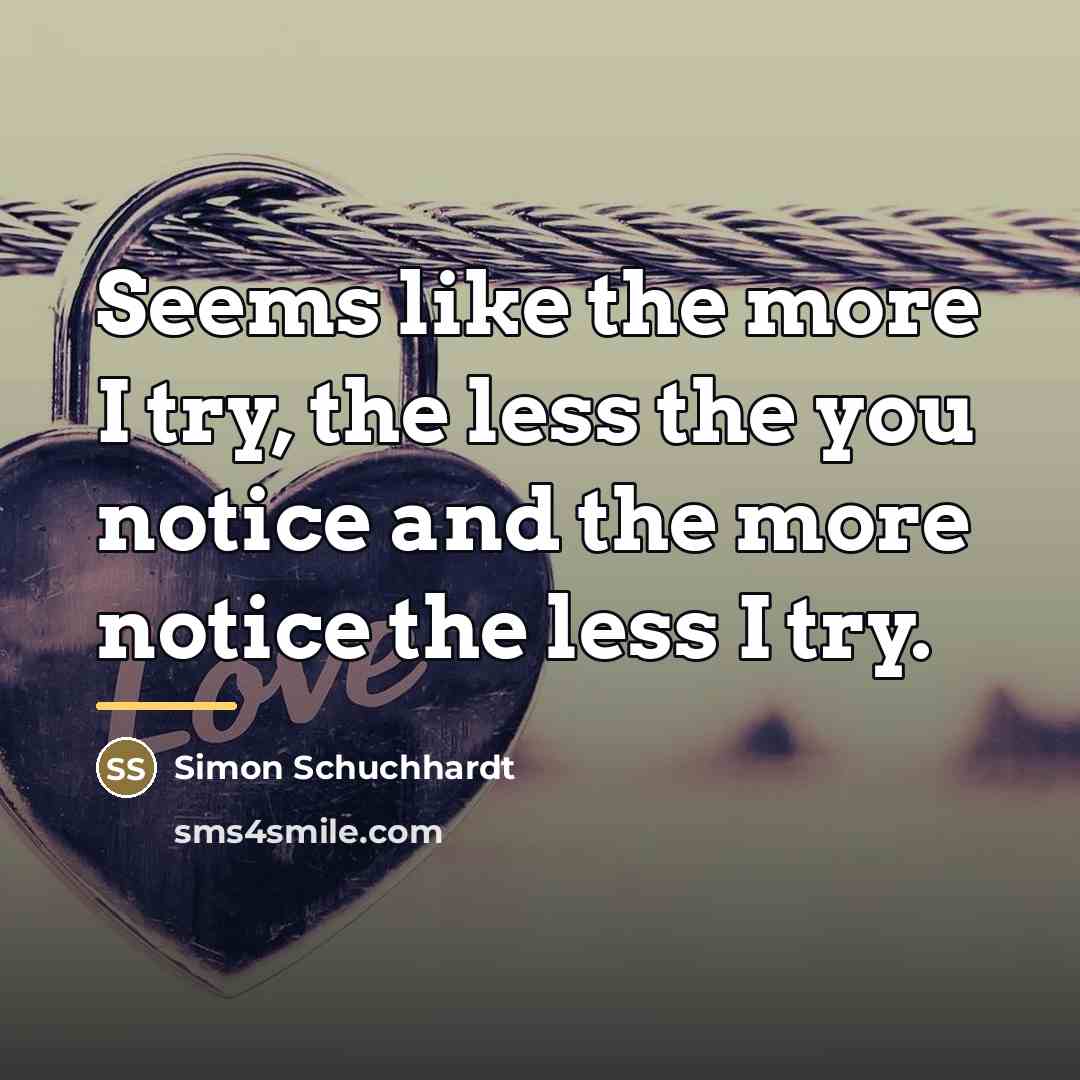 “Seems like the more I try, the less the you…” quote by Simon Schuchhardt