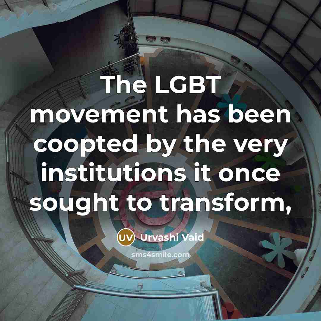 “The LGBT movement has been coopted by the very institutions…” quote by Urvashi Vaid