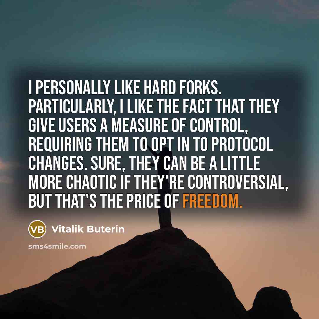 “I personally like hard forks. Particularly, I like the fact…” quote by Vitalik Buterin