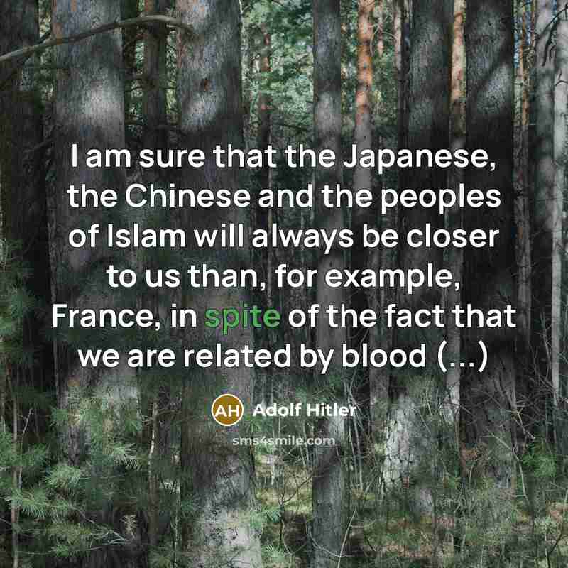 “I am sure that the Japanese, the Chinese and the…” quote by Adolf Hitler