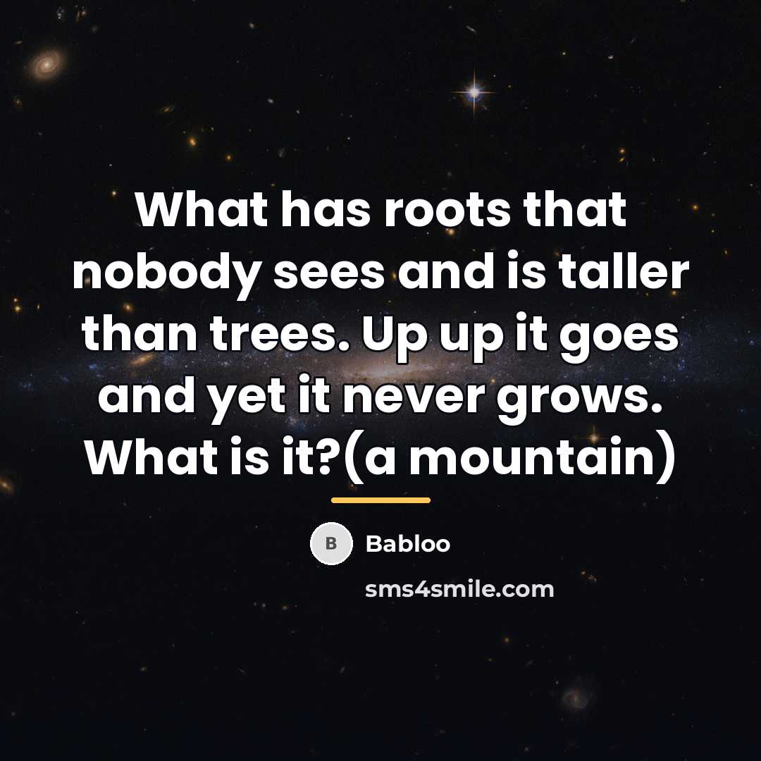 “What has roots that nobody sees and is taller than…” quote by Babloo