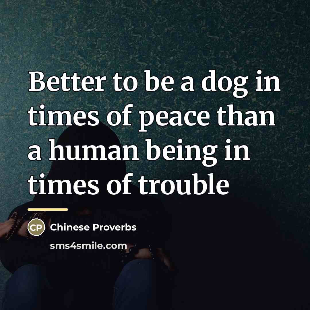 “Better to be a dog in times of peace than…” quote by Chinese Proverbs