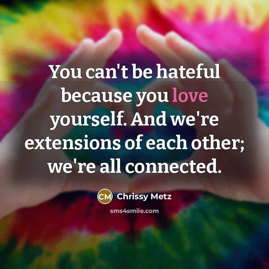 “You can't be hateful because you love yourself. And we're…” quote by Chrissy Metz
