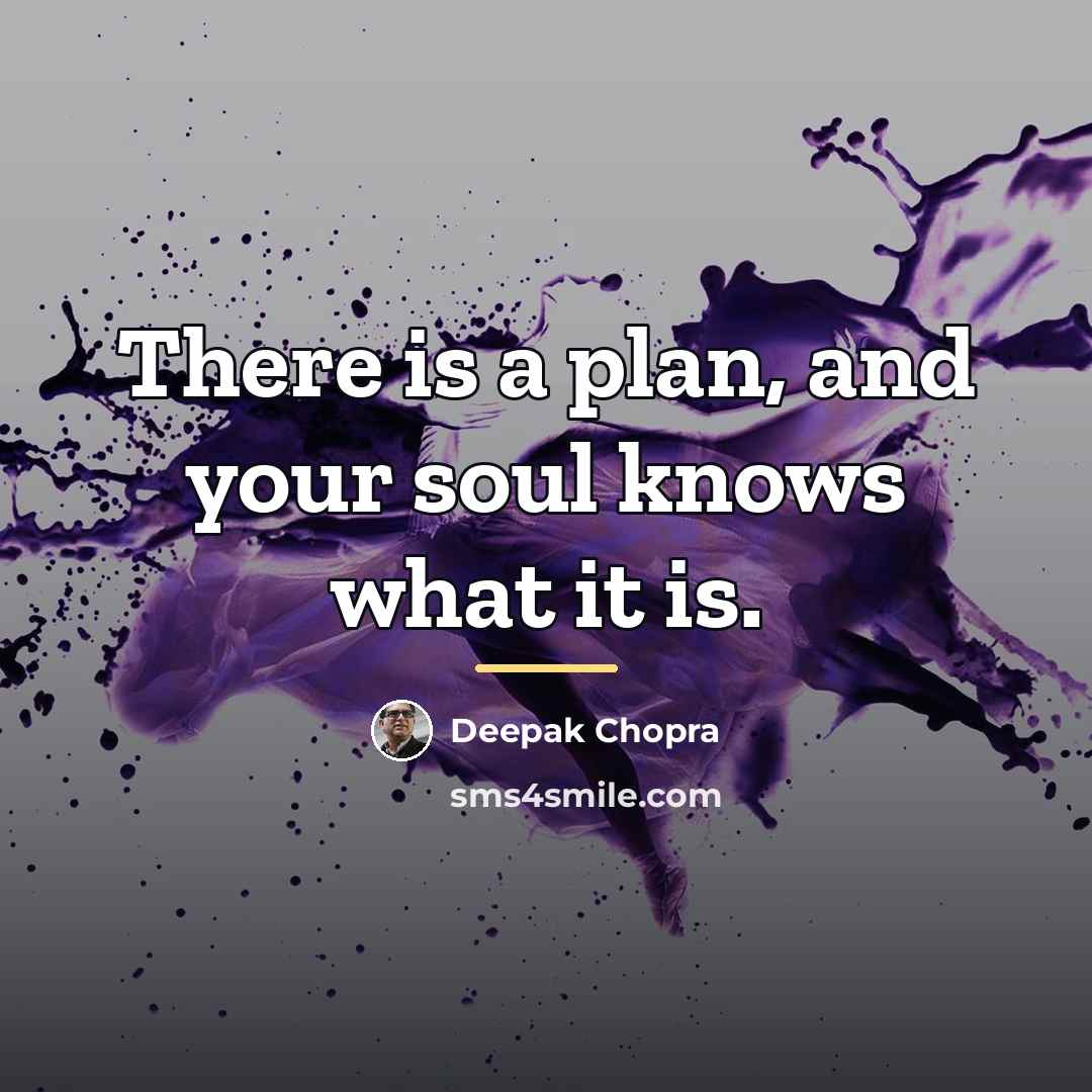 “There is a plan, and your soul knows what it…” quote by Deepak Chopra