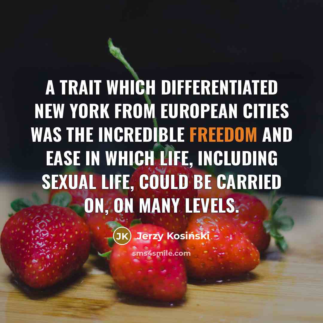 “A trait which differentiated New York from European cities was…” quote by Jerzy Kosinski