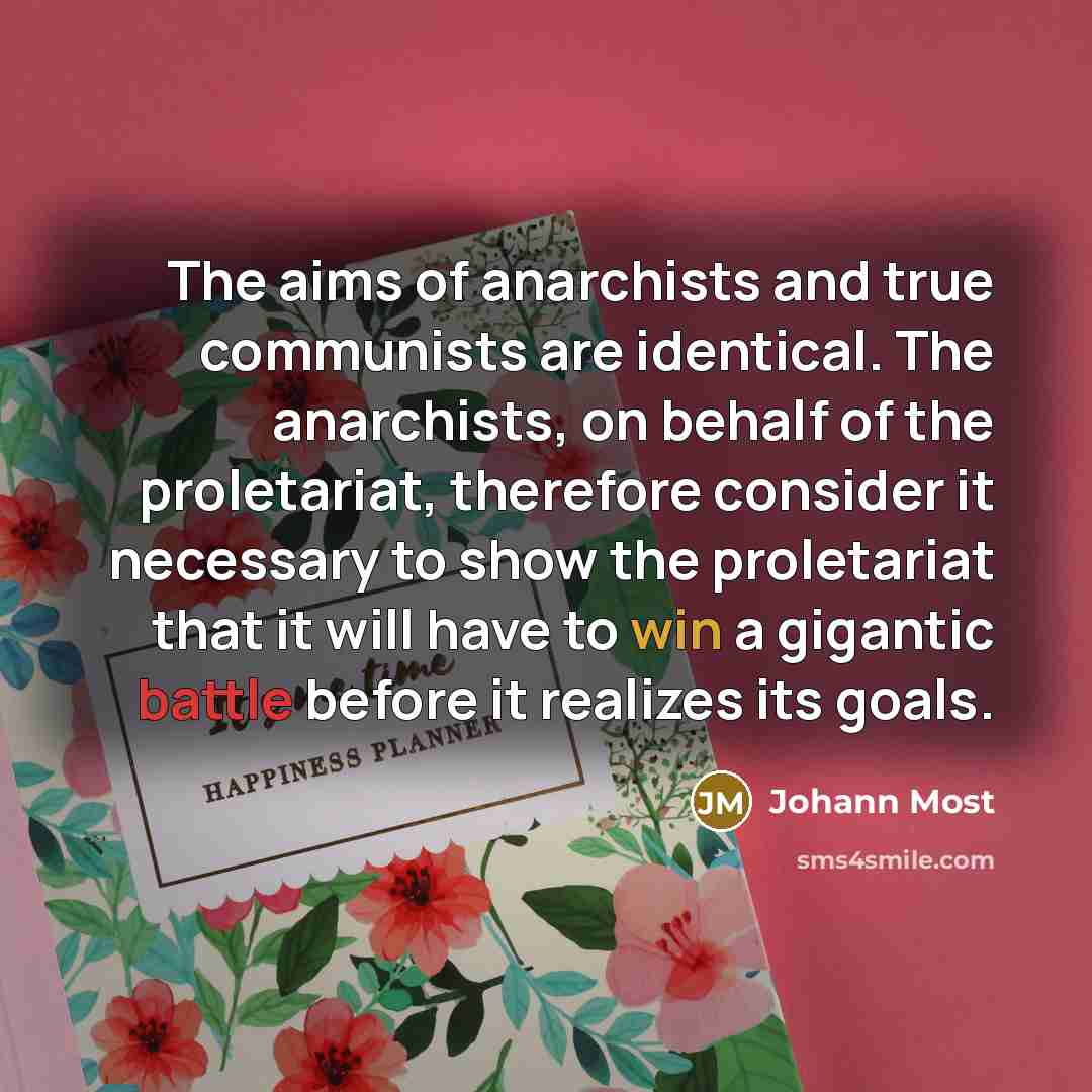 “The aims of anarchists and true communists are identical. The…” quote by Johann Most