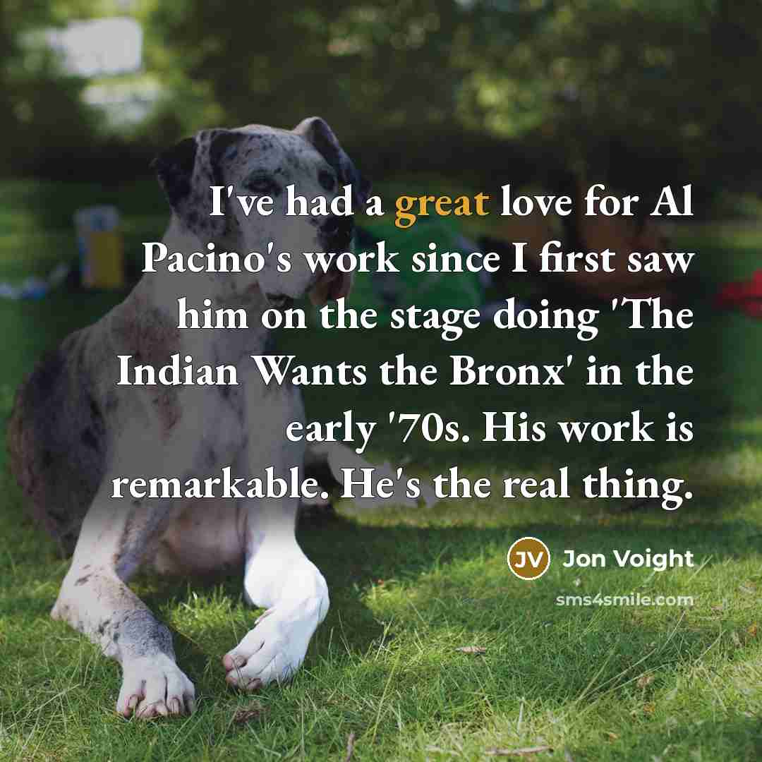 “I've had a great love for Al Pacino's work since…” quote by Jon Voight